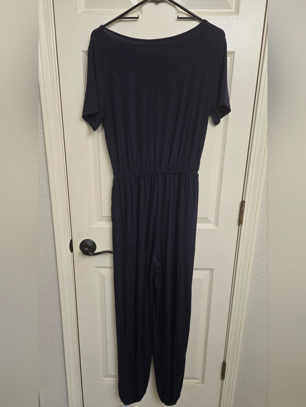 NWT Cupshe Navy V-Neck Short-Sleeve Jumpsuit, Medium - Picture 6 of 7